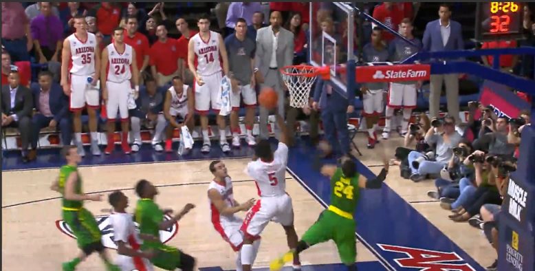 Arizona must get in motion in its half-court set and convert in transition against Oregon State's defense (Pac-12 Networks screen shot)