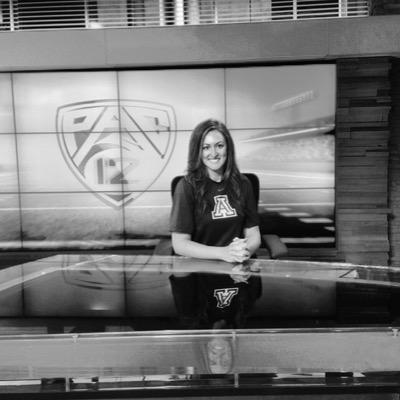 Kenzie Fowler on the set at the Pac-12 Networks (Fowler Twitter photo)
