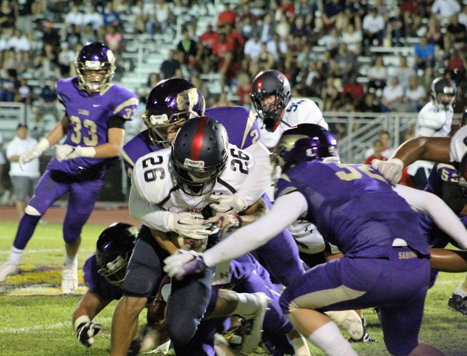 Vincent Dame (26) is shown here against Sabino. He rushed for xxx yards last night at Buena (Andy Morales/ALLSPORTSTUCSON.COM)