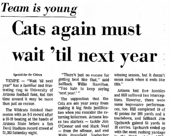 Story in Tucson Citizen in 1973 when Arizona lost at ASU foiling its chance to play in the Fiestagl