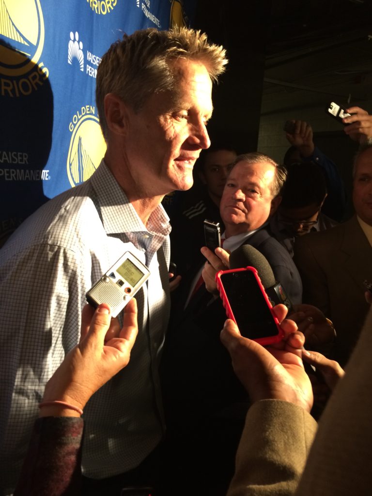 Steve Kerr returned to Phoenix to coach the Warriors there for the first time in two seasons after missing last year with a back injury (Steve Rivera/AllSportsTucson.com)