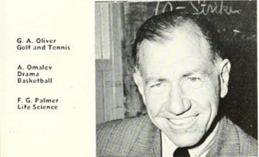 Class of 1950 Fullerton Junior College Yearbook shows Tex Oliver as a golf and tennis coach, the same school year he left Tucson after spending time as a real estate agent 
