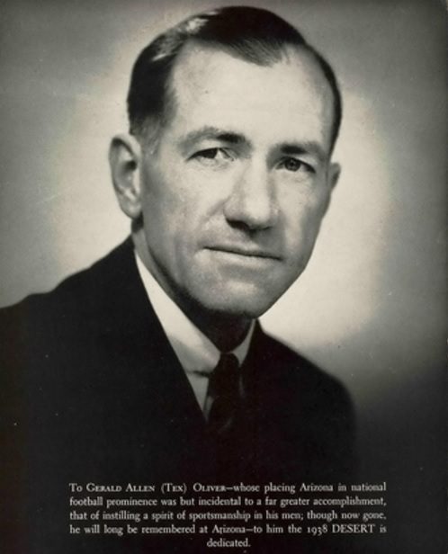 Arizona's Desert Yearbook in 1937-38 was dedicated to Tex Oliver