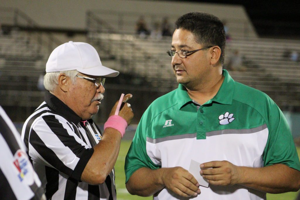 Jorge Mendivil has resurrected the Panther program. Here he is with legendary coach & referee Jerry Gastellum (Andy Morales/AllSportsTucson.com)