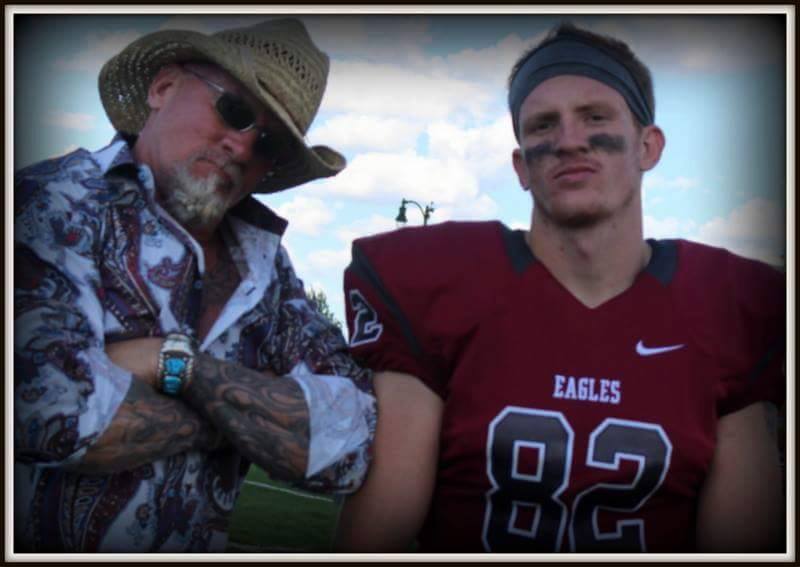 Jay Dobyns with his son Jack after a recent Chadron (Neb.) State College football game (Dobyns family photo)