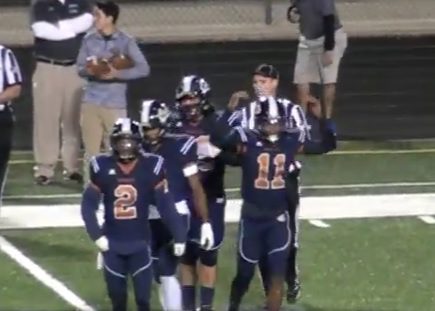 Cienega QB Jamarye Joiner (11) celebrates after a long gain in the first half against Mesquite (YouTube video screen shot)