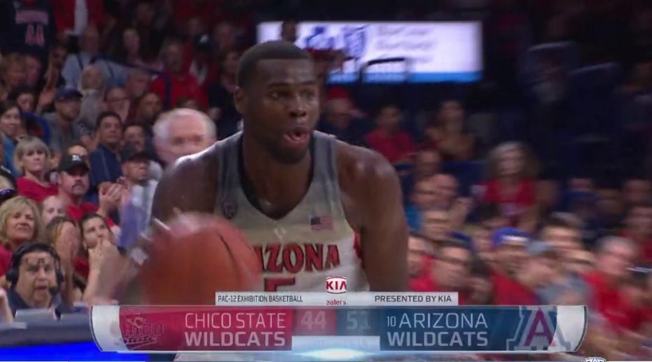 Kadeem Allen is an identifiable leader of the Wildcats after their two exhibition games (Pac-12 Networks screen shot)