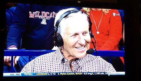 Lute Olson was a recent guest of the Pac-12 Network during an Arizona game and he and former player Matt Muehlebach talked Wildcat hoops (Pac-12 Network screen shot)