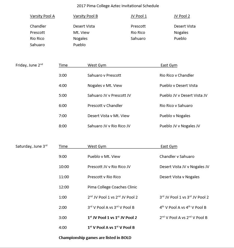 Pima Aztec Girls Basketball Invitational Schedule ALLSPORTSTUCSON